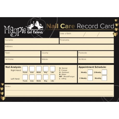 Nail Care Record Card